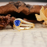 Unique Twisted and Entwined 3-Prong, Heart-Shaped Cut Sapphire Engagement Ring - Additional view