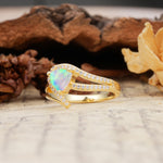 Unique Twisted and Entwined 3-Prong, Heart-Shaped Cut Fire Opal Engagement Ring - Additional view