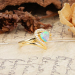 Unique Twisted and Entwined 3-Prong, Heart-Shaped Cut Fire Opal Engagement Ring - Additional view