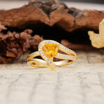 Unique Twisted and Entwined 3-Prong, Heart-Shaped Cut Citrine Engagement Ring - Additional view