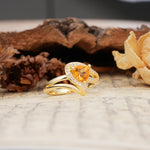Unique Twisted and Entwined 3-Prong, Heart-Shaped Cut Citrine Engagement Ring - Additional view