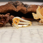 Unique Twisted and Entwined 3-Prong, Heart-Shaped Cut Citrine Engagement Ring - Additional view