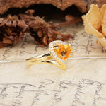 Unique Twisted and Entwined 3-Prong, Heart-Shaped Cut Citrine Engagement Ring - Additional view