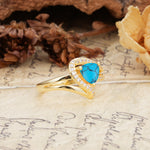 Unique Twisted and Entwined 3-Prong, Heart-Shaped Cut Turquoise Engagement Ring - Additional view