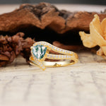 Unique Twisted and Entwined 3-Prong, Heart-Shaped Cut Moss Agate Engagement Ring - Additional view