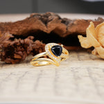 Unique Twisted and Entwined 3-Prong, Heart-Shaped Cut Black Onyx Engagement Ring - Additional view