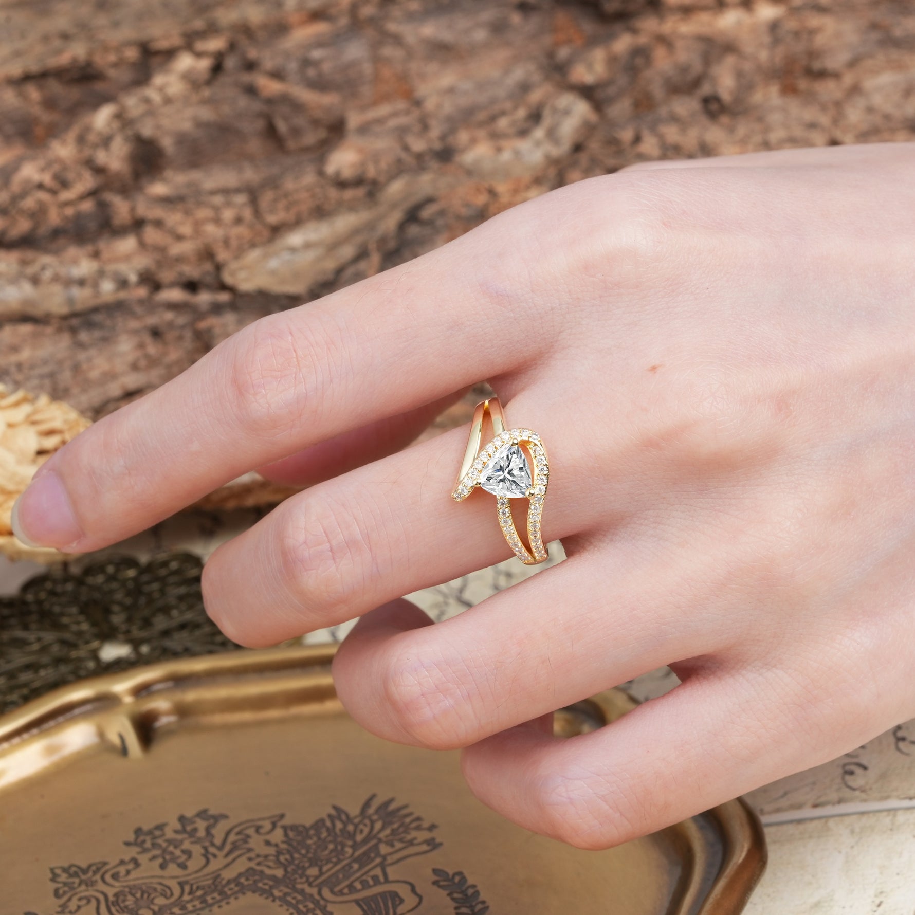 Unique Twisted and Entwined 3-Prong, Heart-Shaped Cut Lab Diamond Engagement Ring - Additional view