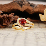 Unique Twisted and Entwined 3-Prong, Heart-Shaped Cut Garnet Engagement Ring - Additional view