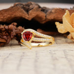 Unique Twisted and Entwined 3-Prong, Heart-Shaped Cut Garnet Engagement Ring - Additional view