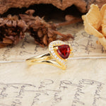 Unique Twisted and Entwined 3-Prong, Heart-Shaped Cut Garnet Engagement Ring - Additional view