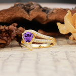 Unique Twisted and Entwined 3-Prong, Heart-Shaped Cut Amethyst Engagement Ring - Additional view