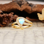 Unique Twisted and Entwined 3-Prong, Heart-Shaped Cut Moonstone Engagement Ring - Additional view