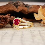 Unique Twisted and Entwined 3-Prong, Heart-Shaped Cut Ruby Engagement Ring - Additional view
