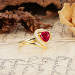 Unique Twisted and Entwined 3-Prong, Heart-Shaped Cut Ruby Engagement Ring - Additional view