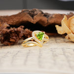 Unique Twisted and Entwined 3-Prong, Heart-Shaped Cut Peridot Engagement Ring - Additional view