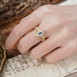 Luxurious Vintage-Style Pavé, 3-Prong Pear Cut Alexandrite Bridal Ring Set - Additional view