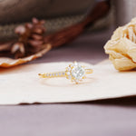 Vintage-Style Pavé Floral-Shaped 4-Prong Round-Cut Moissanite Engagement Ring - Additional view