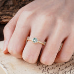 Vintage-Style Pavé Floral-Shaped 4-Prong Round-Cut Moss Agate Engagement Ring - Additional view