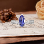 Unique Classic 2-Prong Marquise Cut Tanzanite Engagement Ring - Additional view