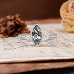 Unique Classic 2-Prong Marquise Cut Black Rutilated Quartz Engagement Ring - Additional view