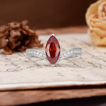 Unique Classic 2-Prong Marquise Cut Garnet Engagement Ring - Additional view