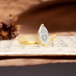 Unique Classic 2-Prong Marquise Cut Moissanite Engagement Ring - Additional view
