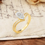 Unique Classic 2-Prong Marquise Cut Moissanite Engagement Ring - Additional view