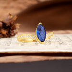 Unique Classic 2-Prong Marquise Cut Sapphire Engagement Ring - Additional view