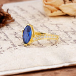Unique Classic 2-Prong Marquise Cut Sapphire Engagement Ring - Additional view