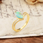 Unique Classic 2-Prong Marquise Cut Fire Opal Engagement Ring - Additional view