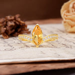 Unique Classic 2-Prong Marquise Cut Citrine Engagement Ring - Additional view