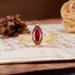 Unique Classic 2-Prong Marquise Cut Garnet Engagement Ring - Additional view