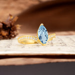 Unique Classic 2-Prong Marquise Cut Aquamarine Engagement Ring - Additional view