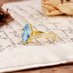 Unique Classic 2-Prong Marquise Cut Aquamarine Engagement Ring - Additional view