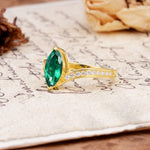 Unique Classic 2-Prong Marquise Cut Emerald Engagement Ring - Additional view