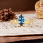 Unique Classic 2-Prong Marquise Cut Alexandrite Engagement Ring - Additional view