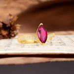 Unique Classic 2-Prong Marquise Cut Ruby Engagement Ring - Additional view