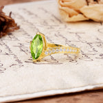 Unique Classic 2-Prong Marquise Cut Peridot Engagement Ring - Additional view