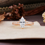 Classic, Luxurious 6-Prong Marquise Cut Lab Diamond Engagement Ring - Additional view