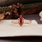 Classic, Luxurious 6-Prong Marquise Cut Garnet Engagement Ring - Additional view