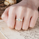 Luxurious Vintage 4-Prong Oval Cut Moissanite Three Stones Engagement Ring - Additional view