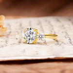Luxurious Vintage 4-Prong Oval Cut Lab Diamond Three Stones Engagement Ring - Additional view