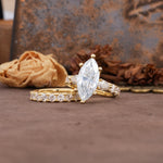 Luxurious Vintage 6-Prong Marquise Cut Moissanite Couple Rings - Rose-Gold