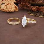Luxurious Vintage 6-Prong Marquise Cut Moissanite Couple Rings - Additional view