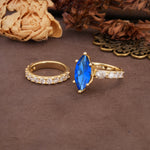 Luxurious Vintage 6-Prong Marquise Cut Sapphire Couple Rings - Additional view