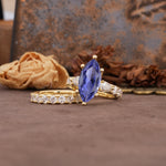Luxurious Vintage 6-Prong Marquise Cut Tanzanite Couple Rings - Rose-Gold