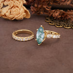 Luxurious Vintage 6-Prong Marquise Cut Moss Agate Couple Rings - Additional view
