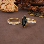 Luxurious Vintage 6-Prong Marquise Cut Black Onyx Couple Rings - Additional view