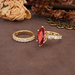 Luxurious Vintage 6-Prong Marquise Cut Garnet Couple Rings - Additional view