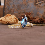 Luxurious Vintage 6-Prong Marquise Cut Alexandrite Couple Rings - Rose-Gold